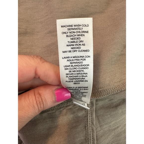 Chicos Beige Open Front Lace Panels Tabbed Sleeves Blazer size 0 - small - Picture 5 of 9